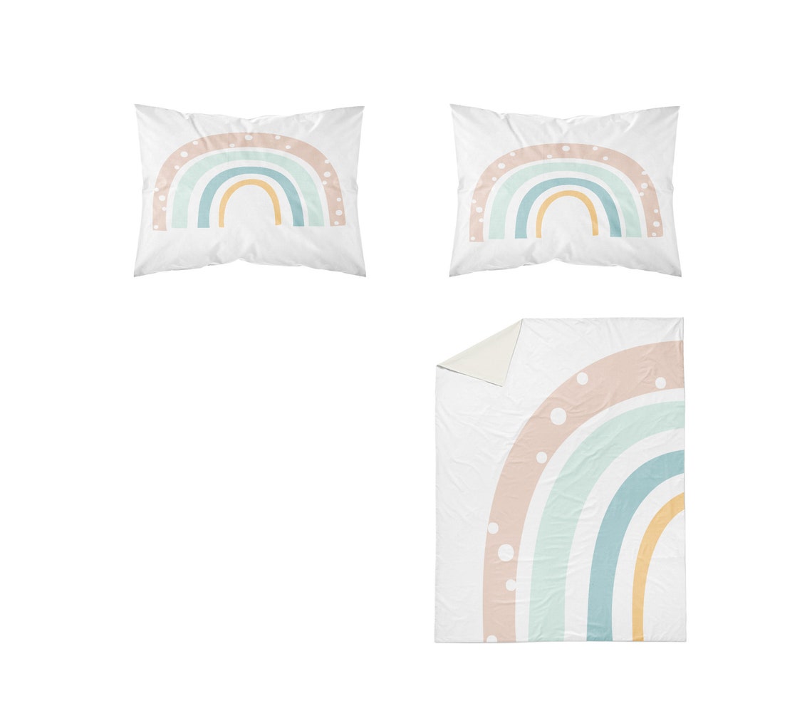 Pastel Rainbow Bedding Set Kid's Bed Set Kid's Etsy