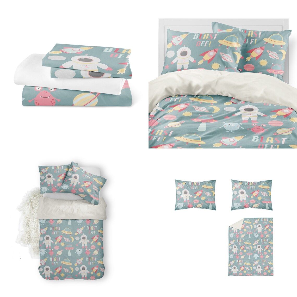 Girl's Space Bedding Kid's Bed Set Space Girl Etsy Canada