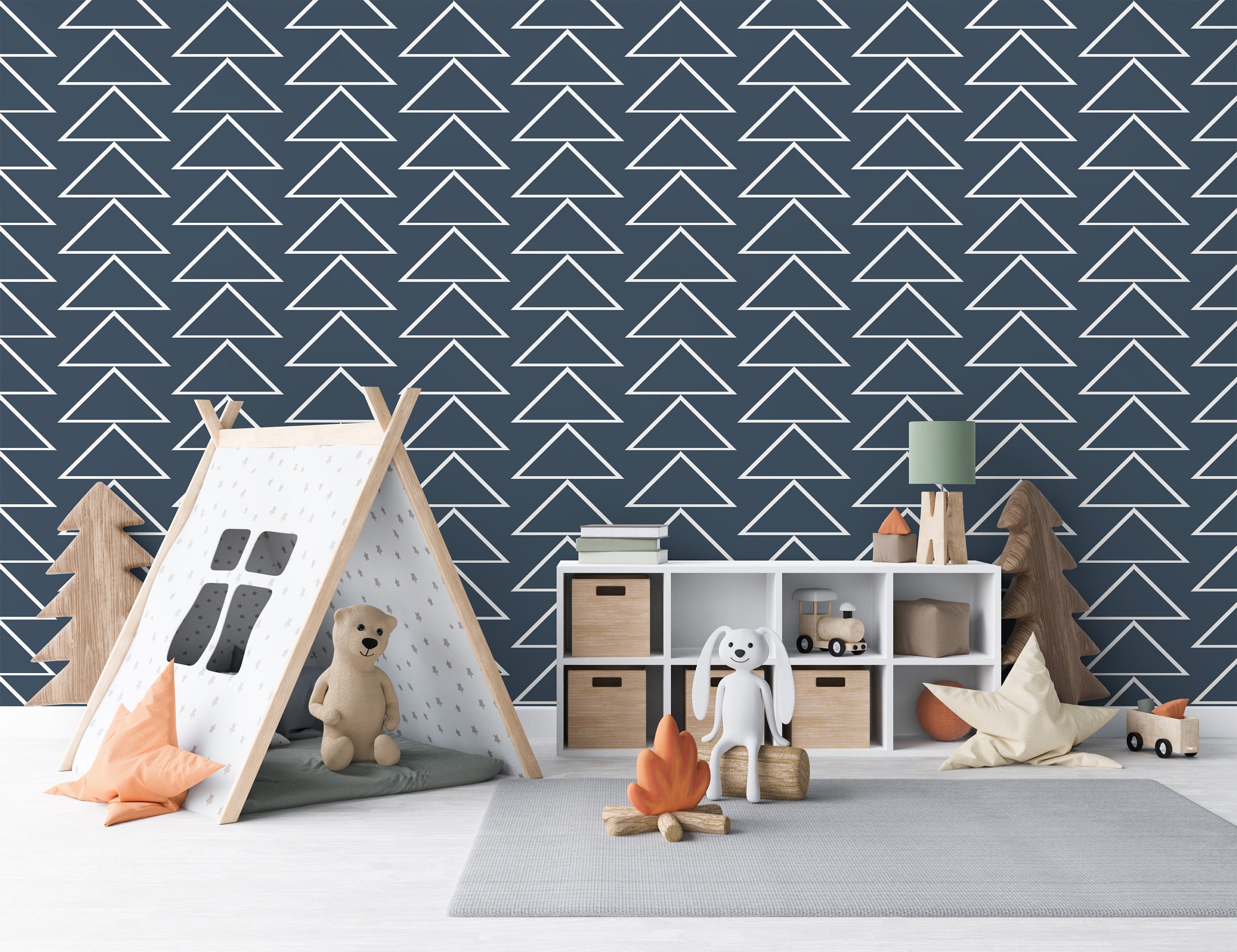 Blue Triangle Boho Tribal Peel and Stick Wallpaper for Kids | Etsy
