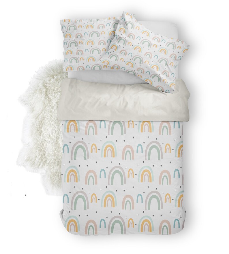 Boho Rainbow Kid's Bedding Set Boho Rainbow Comforter Etsy