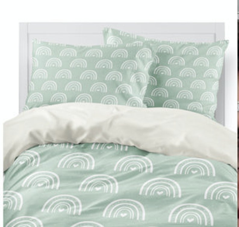 Boho Mint Rainbow Kids Bedding Set Kids Bedding Rainbow Etsy
