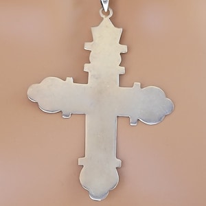 Massive 3.5&quot; 925 Sterling Silver Unisex Orthodox Cross Pendant Vintage 1990s ,orthodox cross necklace,orthodox cross pendant men