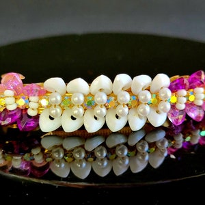Vintage Purple White Lucite Barrettes AB Crystal Faux Pearl French Hair Clips, Lightweight purple hair clips, French barrette for women