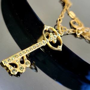 Bronze Rhinestones Skeleton Key Necklace,Key jewelry, Key To My Heart Necklace, Long Pendant Key Jewelry Necklace