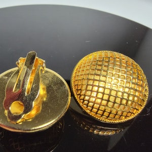 Antieke knopclipoorbellen, vintage gouden gaas, gewaagde knopsieraden, gewaagde antieke knopsieraden, gouden schijfoorbellen, vintage knopoorbellen