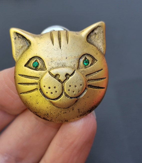 Gold tone cat brooch pin lot ,jungle cat brooch v… - image 9