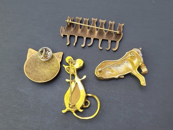Gold tone cat brooch pin lot ,jungle cat brooch v… - image 2