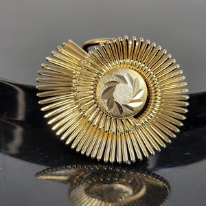 Vintage Gold Sunburst Shawl Ring: Art Deco Scarf Clip