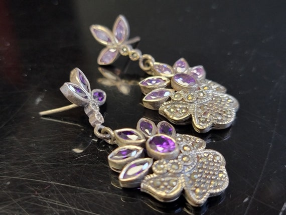 Sterling silver lavender earrings flower,lavender… - image 1