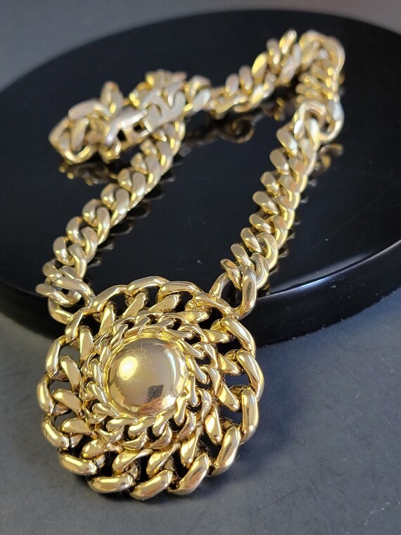 Large gold medallion necklace,medallion necklace … - image 2