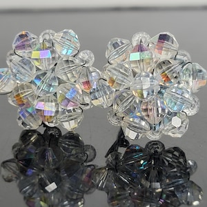 Ab crystal non pierced earrings for women, holiday party earrings