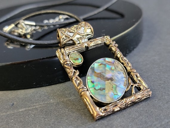 BEST abalone geometric pendant necklace,abalone s… - image 7