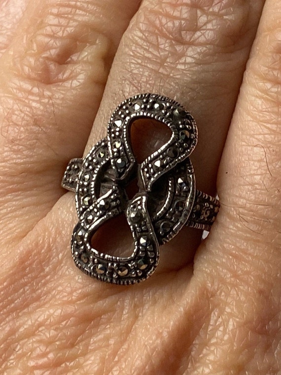Antique Infinity 925 Silver Ring,Infinity stone r… - image 2