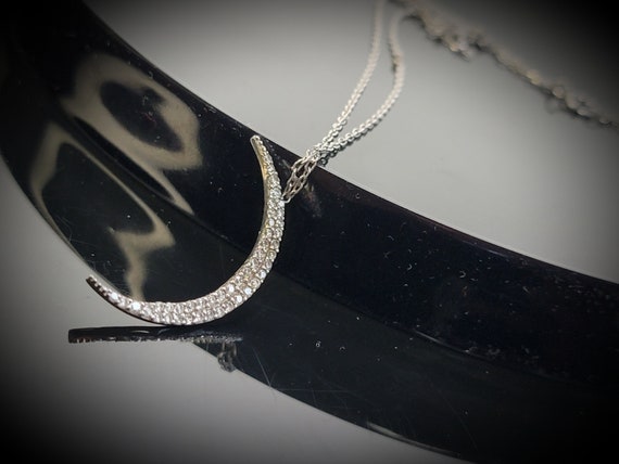 925 Sterling Silver rhinestone moon phase necklac… - image 9