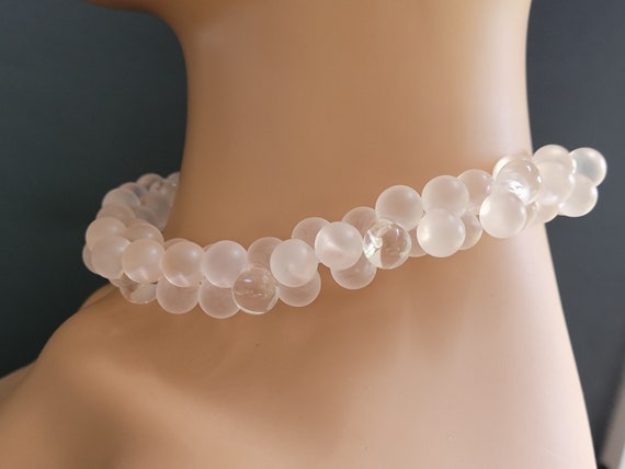 Cluster pink clear bubble choker necklace,cluster… - image 7