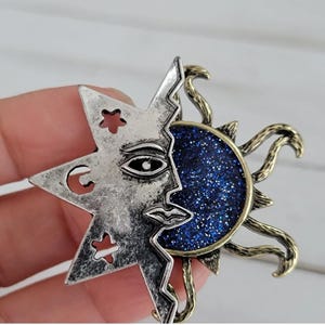 Rhinestones celestial brooch pin, celestial pin, Star brooch,   north star glass beaded brooch