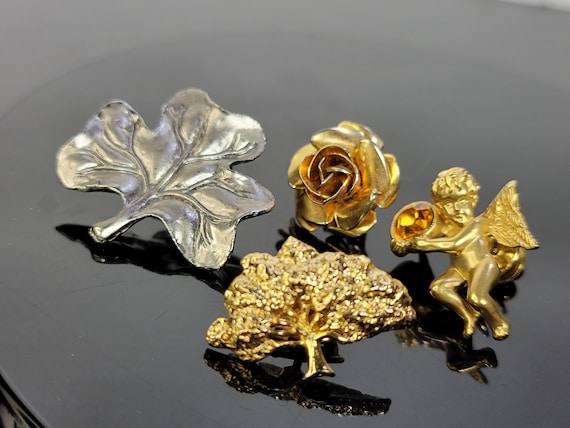 4 Vintage Small Pin Brooch Lot,angel pin,antique … - image 1