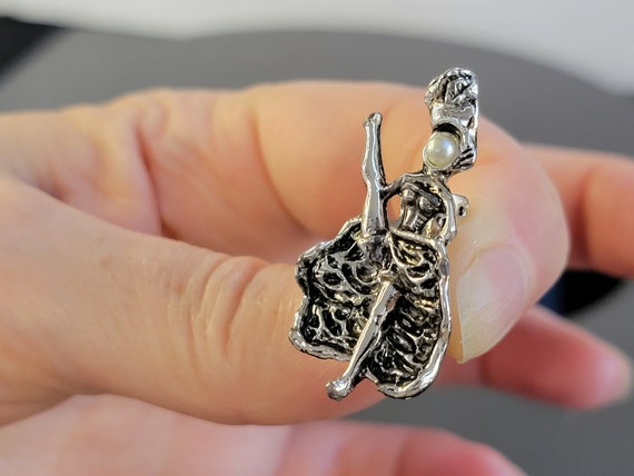 Silver Dance Girl Figural brooch Pin,dance teache… - image 3