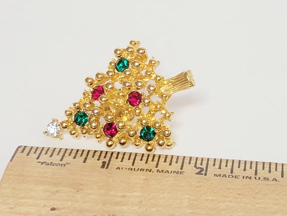 Red and Green rhinestones christmas tree pin, chr… - image 6