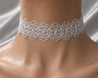 Perle Weiße Spitze Choker Halskette Victorian Gothic Handgemachte Braut Kragen