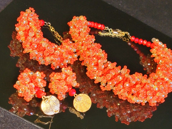 Coral 3 AB crystal matching jewelry set,matching … - image 4