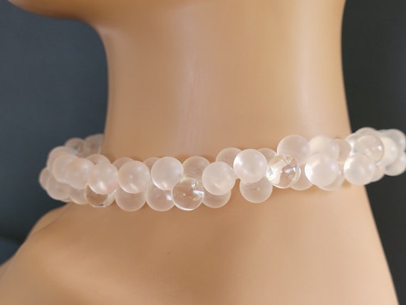 Cluster pink clear bubble choker necklace,cluster… - image 10