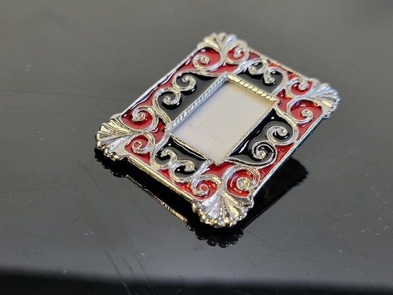 Burgundy Picture Frame Brooch Pin, Mother's day g… - image 9