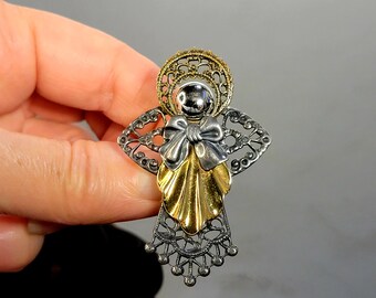 Openwork angel christmas brooch pin, christmas pins and brooches
