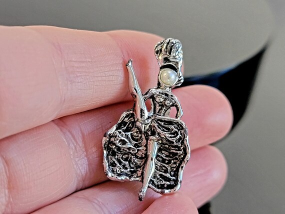 Silver Dance Girl Figural brooch Pin,dance teache… - image 2