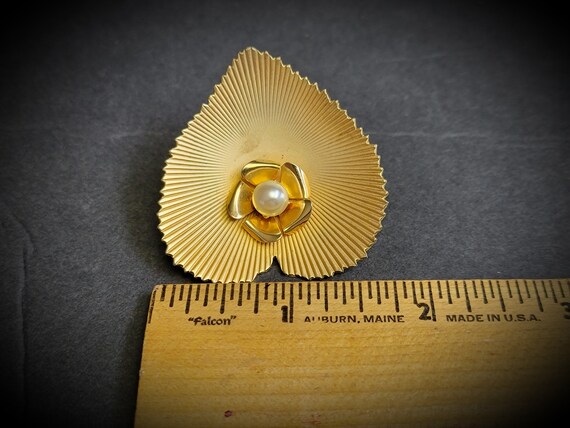 Texture gold big heart pearl brooch, - image 6