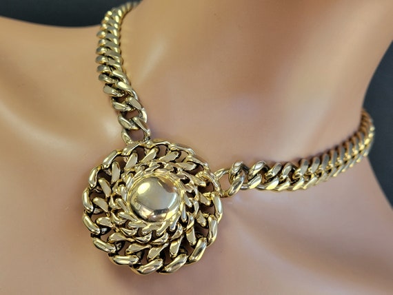 Large gold medallion necklace,medallion necklace … - image 1