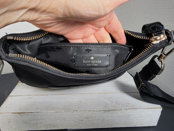 Kate Spade Small Black Leather Crossbody Bag, Adjustable Strap - Etsy