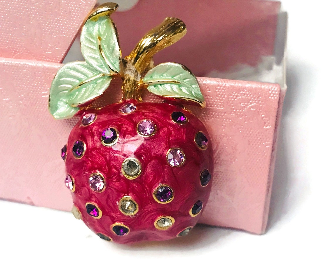 Red Apple Hard Enamel Vintage Brooch Pin With Multicolor | Etsy