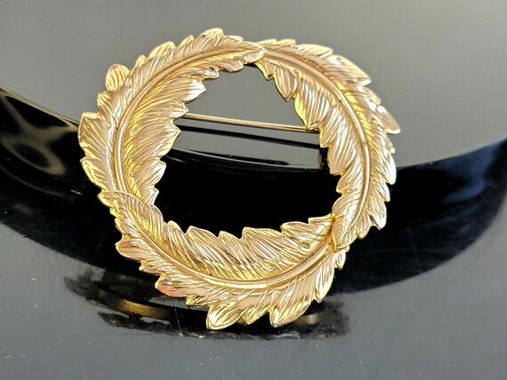 Vintage Gold Laurel Leaf Wreath Brooch, Nature Inspired Jewelry