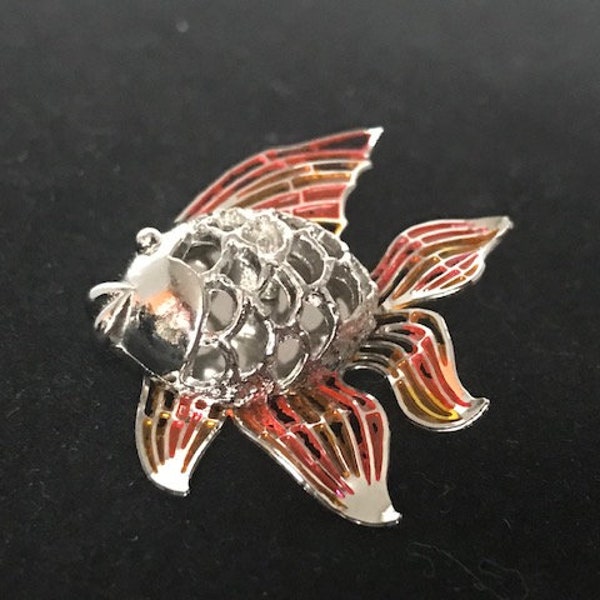 Red Silver filigree Fish Brooch Pin, Nautical brooch Fish Pin, Betta Fish Pin,Fish jewelry for women,Gift for elderly mom,Beonthesea jewelry