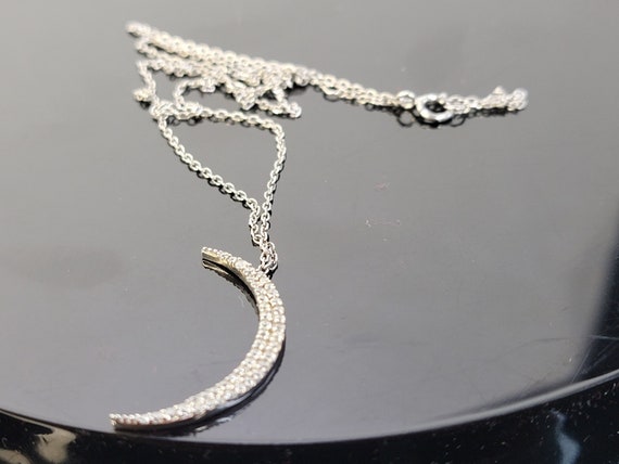 925 Sterling Silver rhinestone moon phase necklac… - image 8