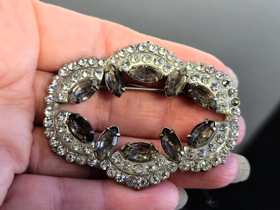 Large Openwork Crystal brooch with champagne ston… - image 4