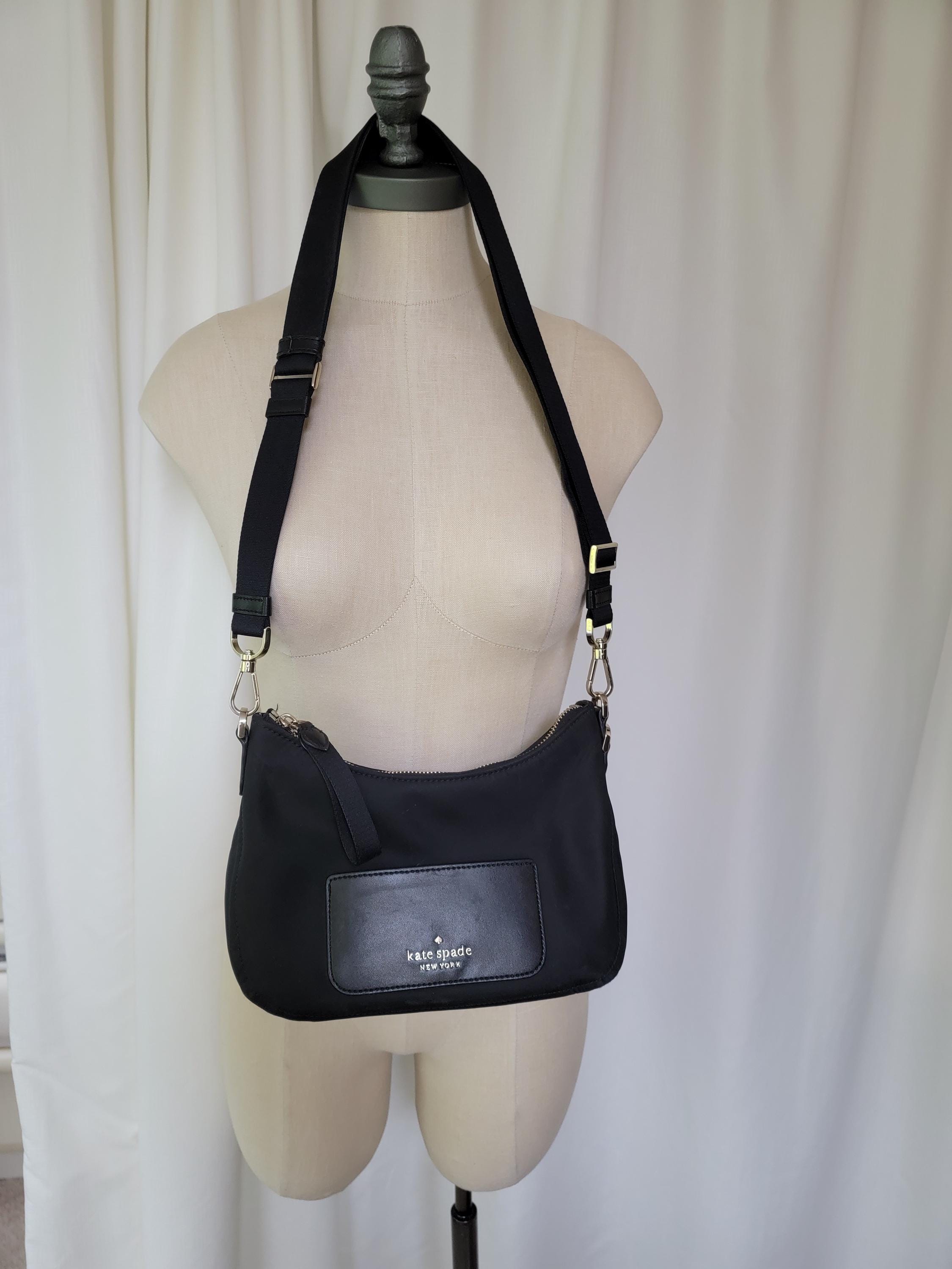 Kate Spade Small Black Leather Crossbody Bag, Adjustable Strap - Etsy