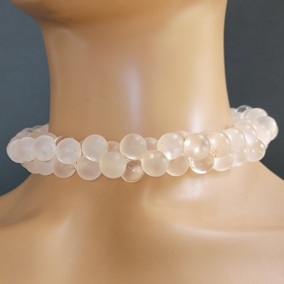 Cluster pink clear bubble choker necklace,cluster… - image 1