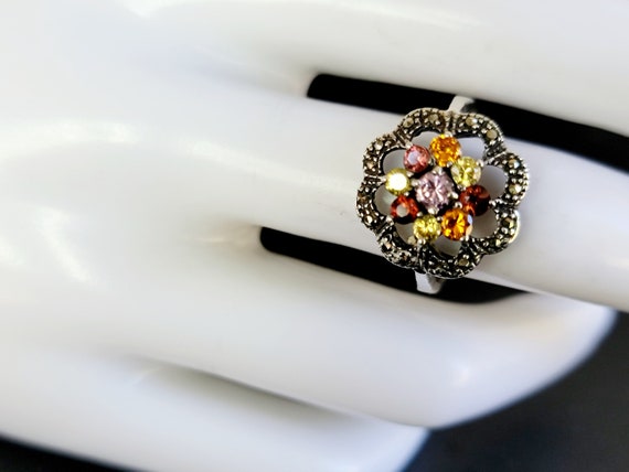 Colorful marcasite sterling silver ring,colorful … - image 6