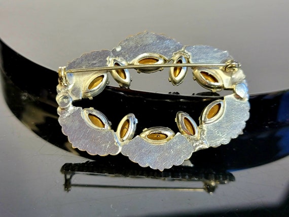 Large Openwork Crystal brooch with champagne ston… - image 7