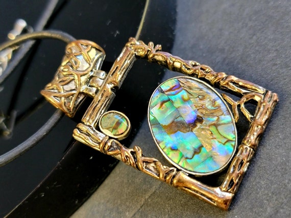 BEST abalone geometric pendant necklace,abalone s… - image 2