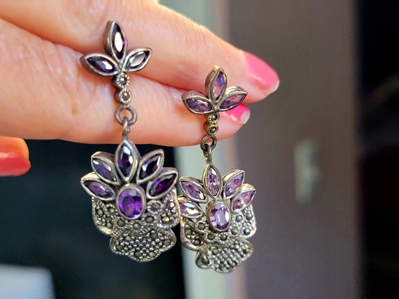 Sterling silver lavender earrings flower,lavender… - image 2
