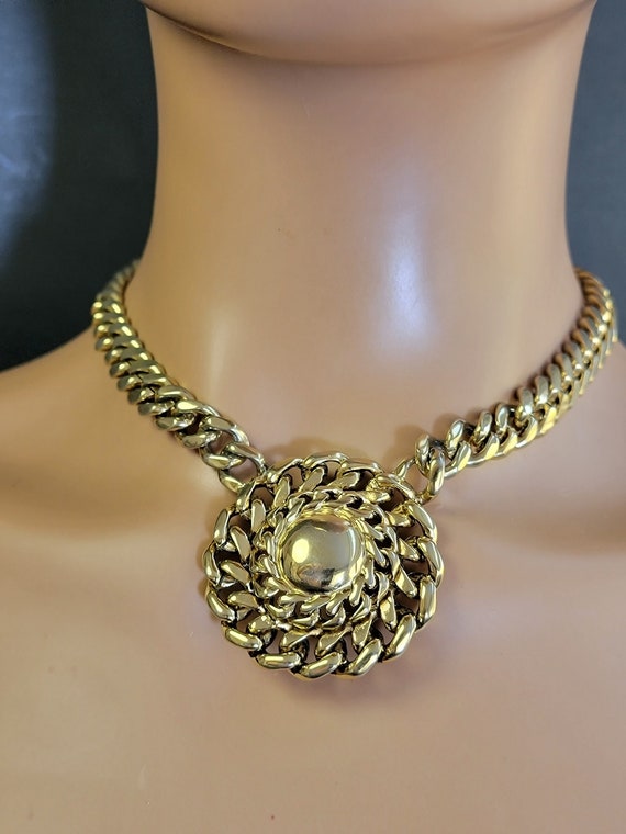 Large gold medallion necklace,medallion necklace … - image 4