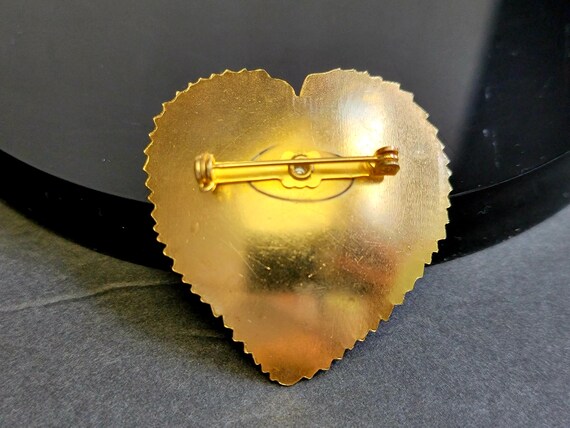 Texture gold big heart pearl brooch, - image 3