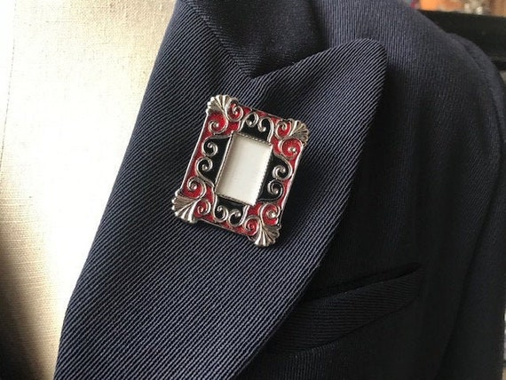 Burgundy Picture Frame Brooch Pin, Mother's day g… - image 4