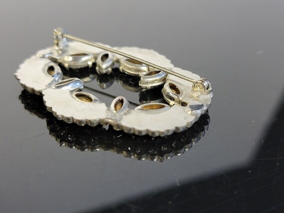 Large Openwork Crystal brooch with champagne ston… - image 8