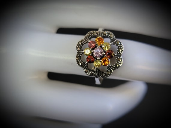 Colorful marcasite sterling silver ring,colorful … - image 2