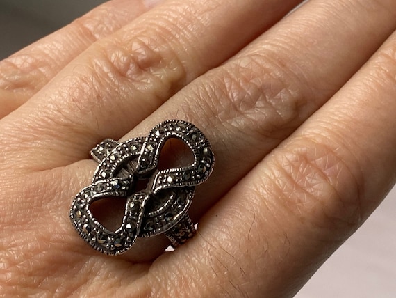Antique Infinity 925 Silver Ring,Infinity stone r… - image 3