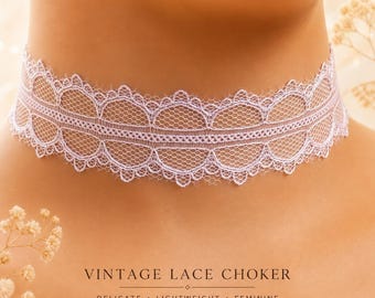 Jasnoróżowy koronkowy choker, ręcznie robiony kołnierz w stylu wiktoriańskim